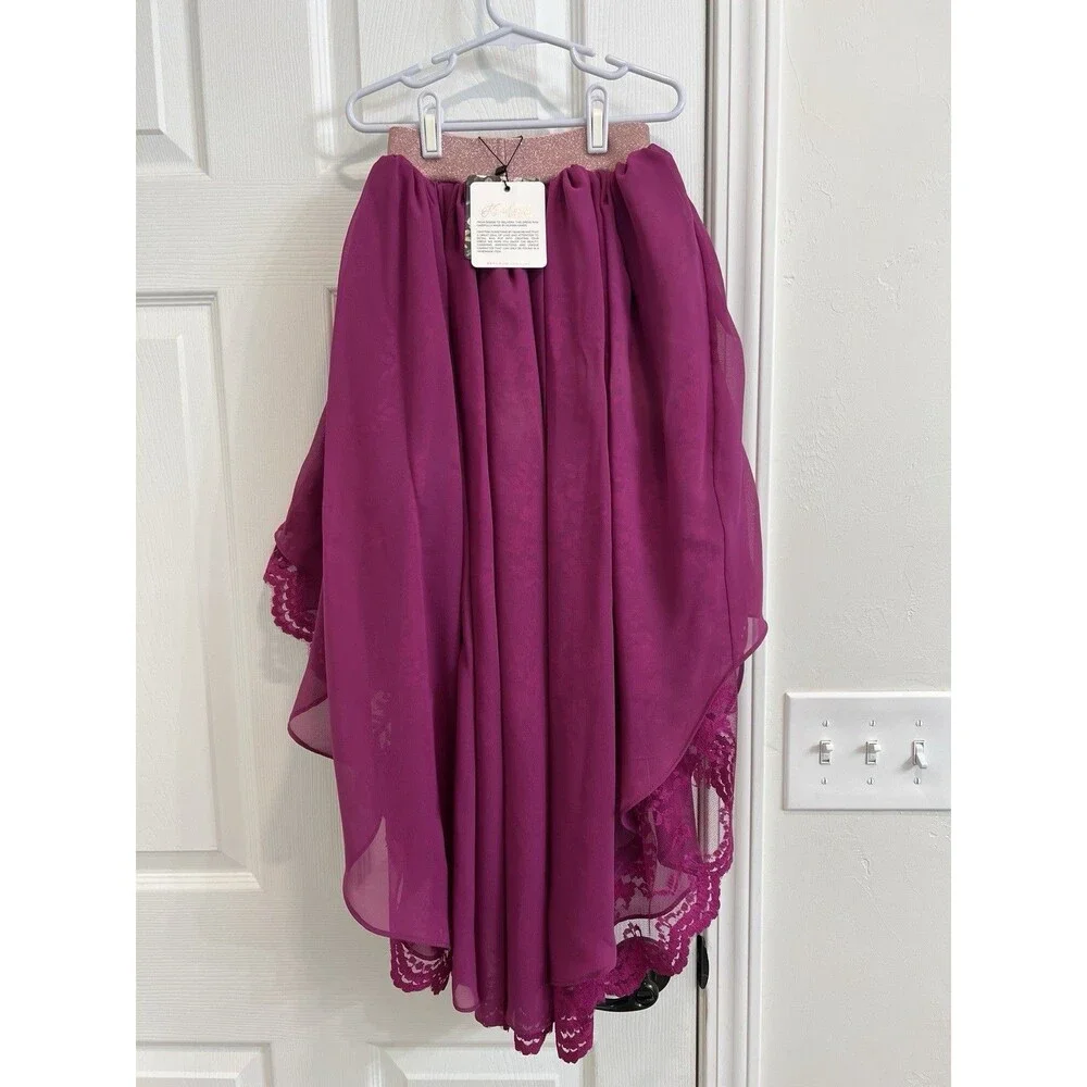 Pleiades Girls Size 6 Magenta Eliza High Low Chiffon Skirt!